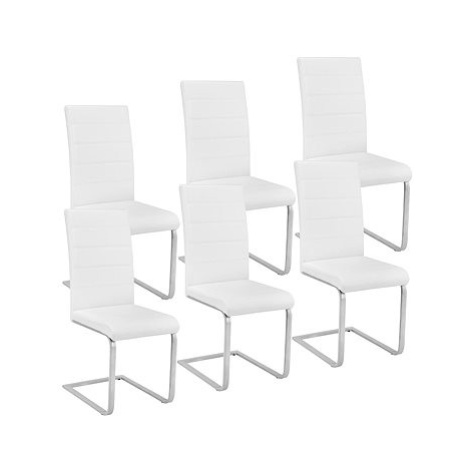6× Jídelní židle, umělá kůže, bílá tectake