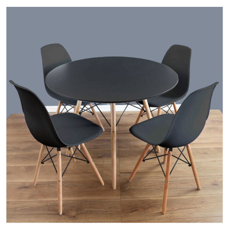 Jídelní set (stůl + 4x židle) Fignon, černý