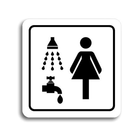 Accept Piktogram "sprcha, umývárna ženy" (80 × 80 mm) (bílá tabulka - černý tisk)