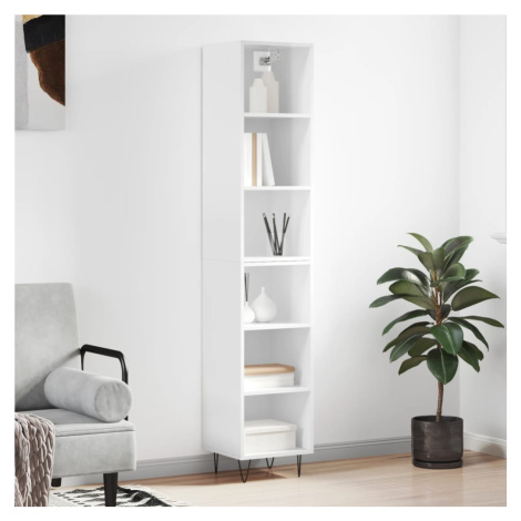 vidaXL Skříň highboard bílá s vysokým leskem 34,5x32,5x180 cm kompozit