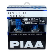 PIAA Hyper Arros 5000K H4 + 120%. jasně bílé světlo o teplotě 5000K, 2ks