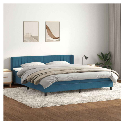 vidaXL Postel Box Spring s matrací Dark Blue 200x220 cm samet