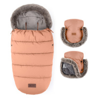 PETITE&MARS Sada zimního fusaku Comfy 4v1 + rukavice na kočárek Furry Pastel Peach