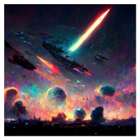 Umělecký tisk Illustration of a intergalactic war, narinphoto, (40 x 40 cm)