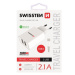 SWISSTEN SÍŤOVÝ ADAPTÉR SMART IC 2x USB 2,1A POWER + DATOVÝ KABEL USB / TYPE C 1,2 M, BÍLÁ