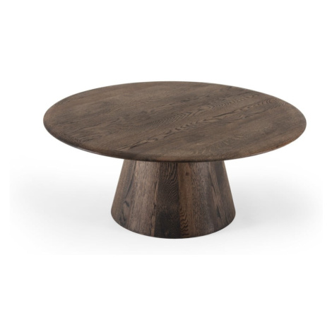 Hnědý kulatý konferenční stolek z dubového dřeva ø 80 cm Mushroom – Gazzda