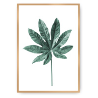 Dekoria Plakát  Leaf Emerald Green, 50 x 70 cm, Ramka: Złota