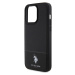 U.S. Polo PU Leather Mesh Pattern Double Horse kryt pro iPhone 15 Pro černý