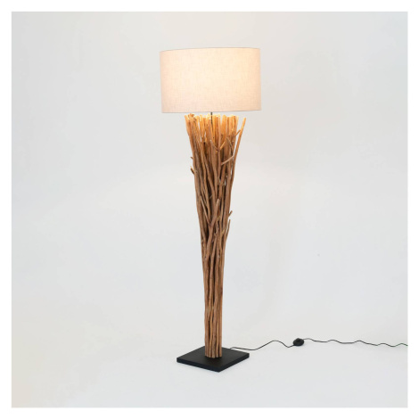 Holländer Stojací lampa Palmaria, barva dřeva/béžová, výška 177 cm, dřevo J. Holländer