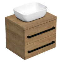 Koupelnová skříňka s černou úchytkou a krycí deskou SAT Cube Way 60x71x46 cm dub Hickory mat CUB