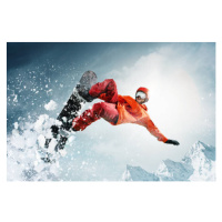 Umělecká fotografie Snowboarder jumping through air with deep, anton5146, (40 x 26.7 cm)