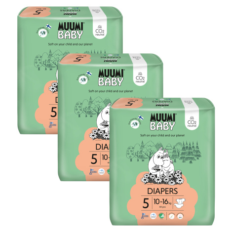 Muumi Baby 5 Maxi+ 10–16 kg, měsíční balení eko plen 138 ks