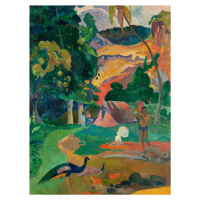 Obrazová reprodukce Landscape with Peacocks (Vintage Tahitian Landscape) - Paul Gauguin, (30 x 4