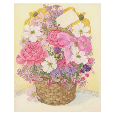 Obrazová reprodukce Basket of Flowers, 1995, Linda Benton, 30 × 40 cm