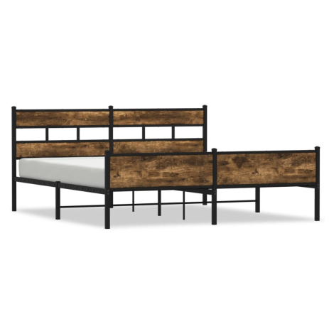 vidaXL Kovový rám postele bez matrace kouřový dub 180 x 200 cm