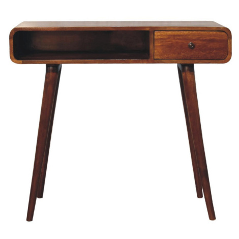 Artisan Furniture PSACÍ STŮL z masivního dřeva, 1 zásuvka, 1 otevřená přihrádka, hnědý