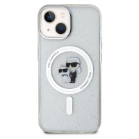 Zadní kryt Karl Lagerfeld IML Glitter Karl and Choupette MagSafe pro Apple iPhone 15, transparen