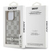 DKNY PU Leather Checkered Pattern and Stripe kryt iPhone 14 Pro Max béžový