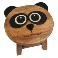 Oriental stolička dřevěná, dekor medvěd