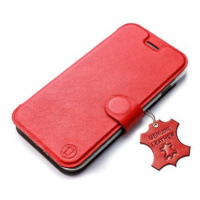 Mobiwear kožené flip pouzdro pro Sony Xperia 10 IV - Červené