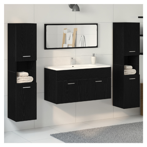 vidaXL Sada koupelnového nábytku 4 pcs Černý dub kompozitní dřevo