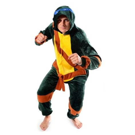 Moderní kigurumi overal zelené barvy s motivem NINJA