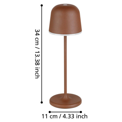 EGLO LED stolní lampa Mannera s baterií, rezavě hnědá