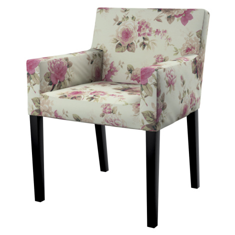 Dekoria Potah na židli Nils, růžovo - béžové růže na krémovém pozadí, židle Nils, Londres, 141-0