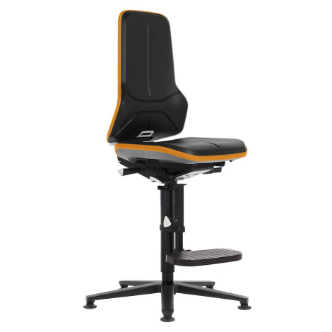 bimos Pracovní otočná židle NEON, s patkami a pomůckou pro výstup, PU lehčená hmota, oranžový fl