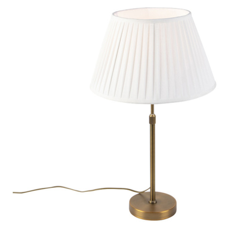Bronzová stolní lampa s skládaným odstínem bílá 35cm - Parte QAZQA