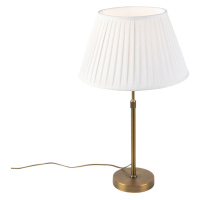 Bronzová stolní lampa s skládaným odstínem bílá 35cm - Parte