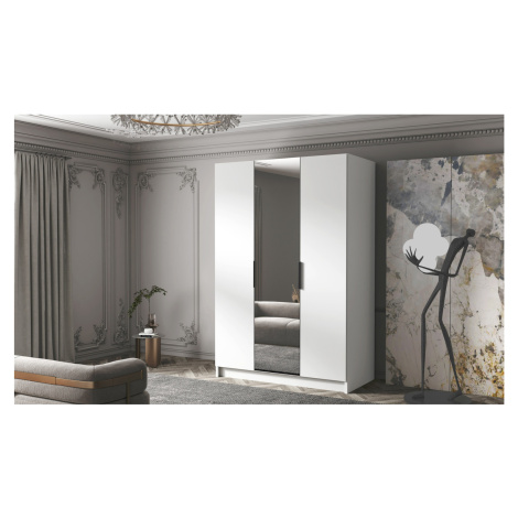 Šatní skříň CALPE 150 II - bílá/černé úchytky ankon