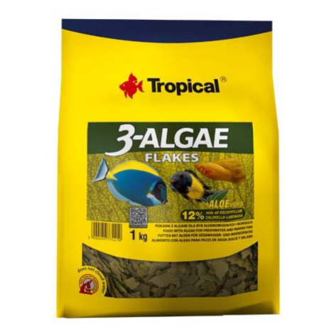 Tropical 3-Algae Flakes 1kg krmivo s řasami pro sladkovodní  a mořské ryby