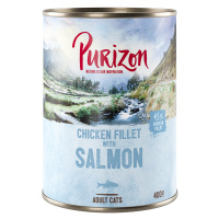 Purizon Adult - bezobilné 12 x 200 / 400 g - 10 + 2 zdarma - kuřecí filet s lososem (12 x 400 g)