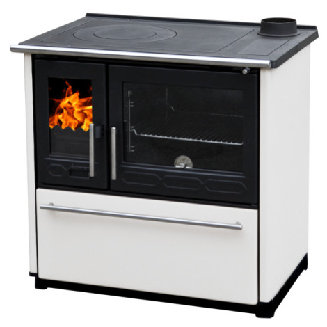 PLAMEN sporák na pevná paliva 850 GLAS pravý - bílý