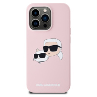 Zadní kryt Karl Lagerfeld Liquid Silicone Double Heads Magsafe pro Apple iPhone 14 Pro, růžová