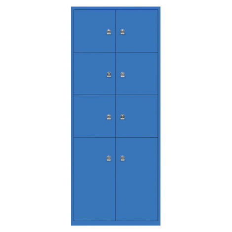BISLEY LateralFile™ Lodge, s 8 uzamykatelnými boxy, výška 6 x 375 mm, 2 x 755 mm, modrá