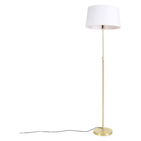 Stojací lampa zlatá / mosaz s plátěným odstínem bílá 45 cm - Parte QAZQA