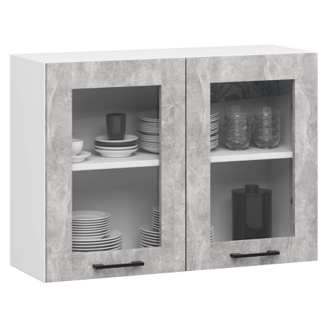 Ak furniture Závěsná kuchyňská skříňka OLIVIE W 80x58 cm matná bílá/beton