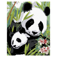 Diamantové malování - PANDA S MLÁDĚTEM Rozměr: 40x50 cm, Rámování: bez rámu a bez vypnutí plátna