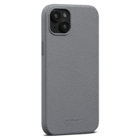 Woolnut kožený kryt pro iPhone 15 Plus šedý