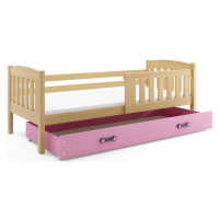 BMS Dětská postel KUBUŠ 1 s úložným prostorem | borovice Barva: Borovice / růžová, Rozměr: 200 x