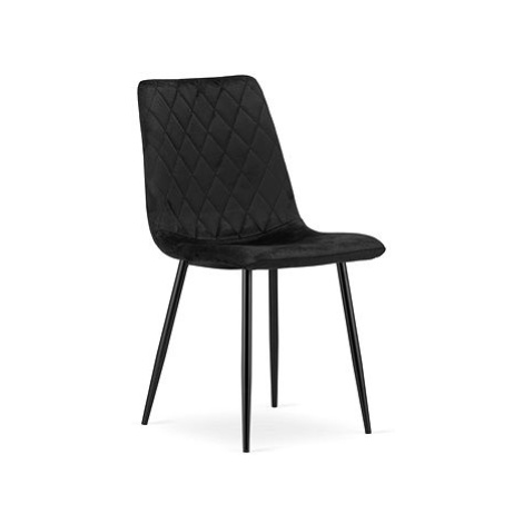 TEXTILOMANIE Černá sametová židle Turin s černými nohami