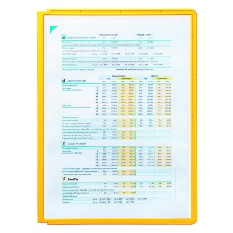 DURABLE Průhledná tabulka s profilovým rámečkem, pro DIN A4, bal.j. 10 ks, žlutá, od 3 bal.j.