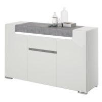 Sconto Komoda CANTERO bílá vysoký lesk/beton