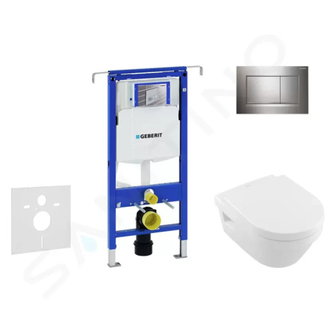 GEBERIT Duofix Modul pro závěsné WC s tlačítkem Sigma30, lesklý chrom/chrom mat + Villeroy Boch 