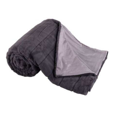 Tmavě šedá plyšová deka s pruhy 150x200 cm FOR LIVING