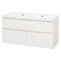 MEREO Opto, koupelnová skříňka s umyvadlem z litého mramoru 121 cm, bílá CN913M