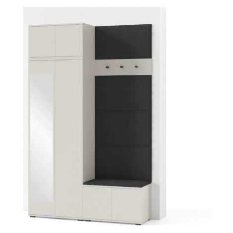 Předsíňová stěna BIANCO IV Se zrcadlem Černá - šedá