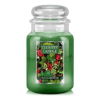 Country Candle Svíčka ve skleněné dóze, Cesmína a jmelí, 680 g